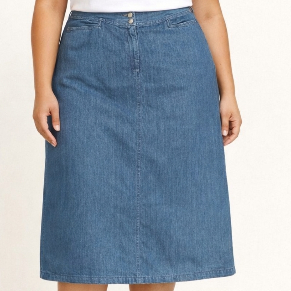 Classic Jean Skirt Vintage 18W Blue Denim Plus Size 100% Cotton